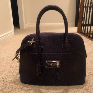 VALENTINO purple crocodile bag with shoulder strap